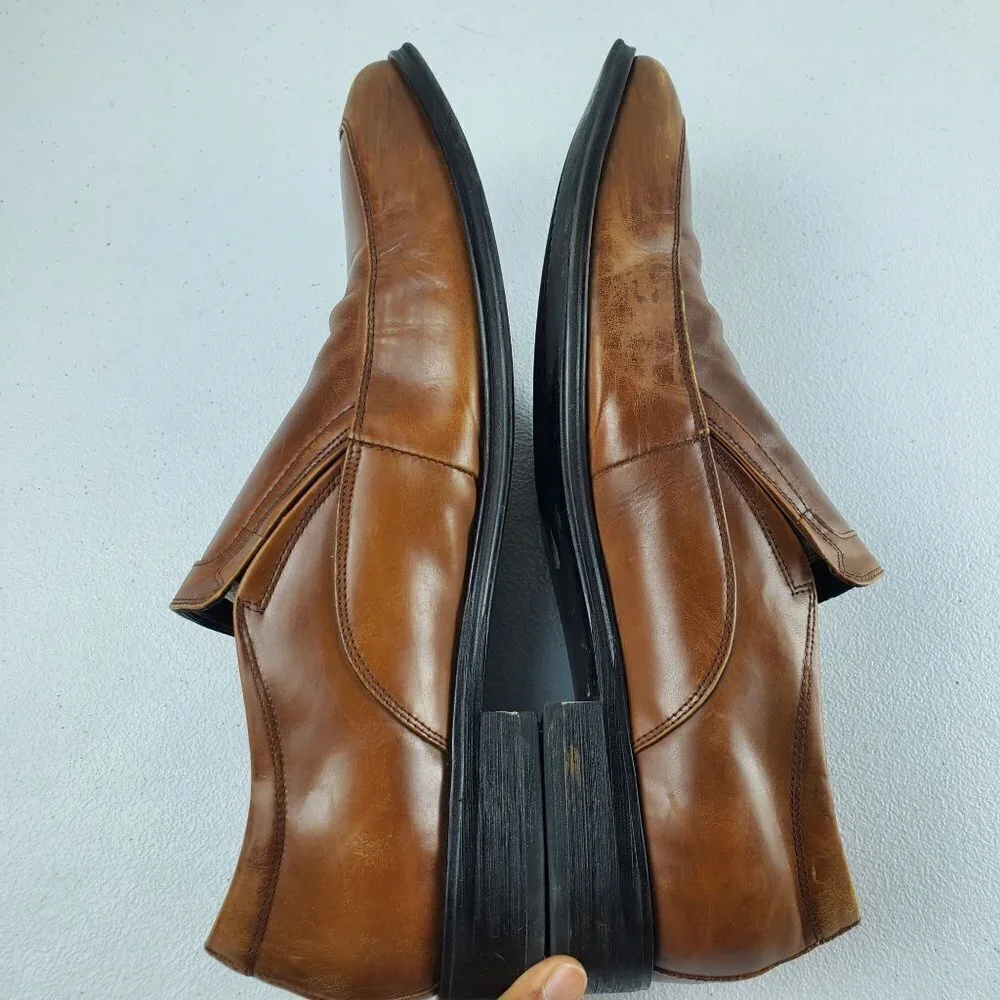 Kenneth Cole Len Leather Loafers Slip On Dress Shoes  Solid Men's Size 10 Brown